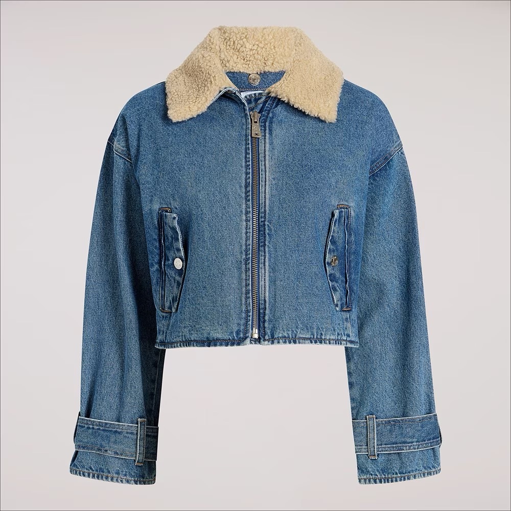 Denim Jacket with Cream Collar